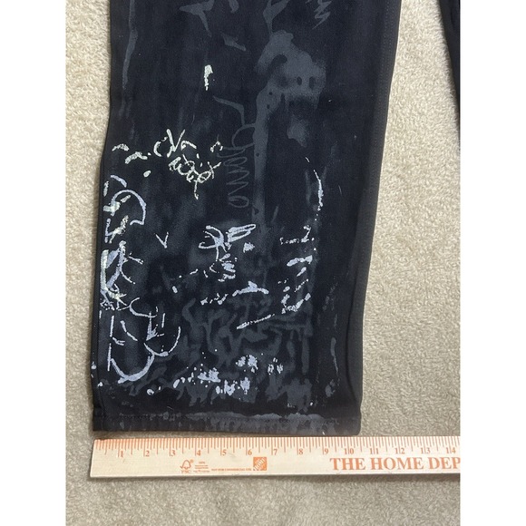 Y2K Aelfric Eden Graffiti Loose Jeans Size 34 Black Wide Leg Baggy Button Fly - Picture 8 of 16
